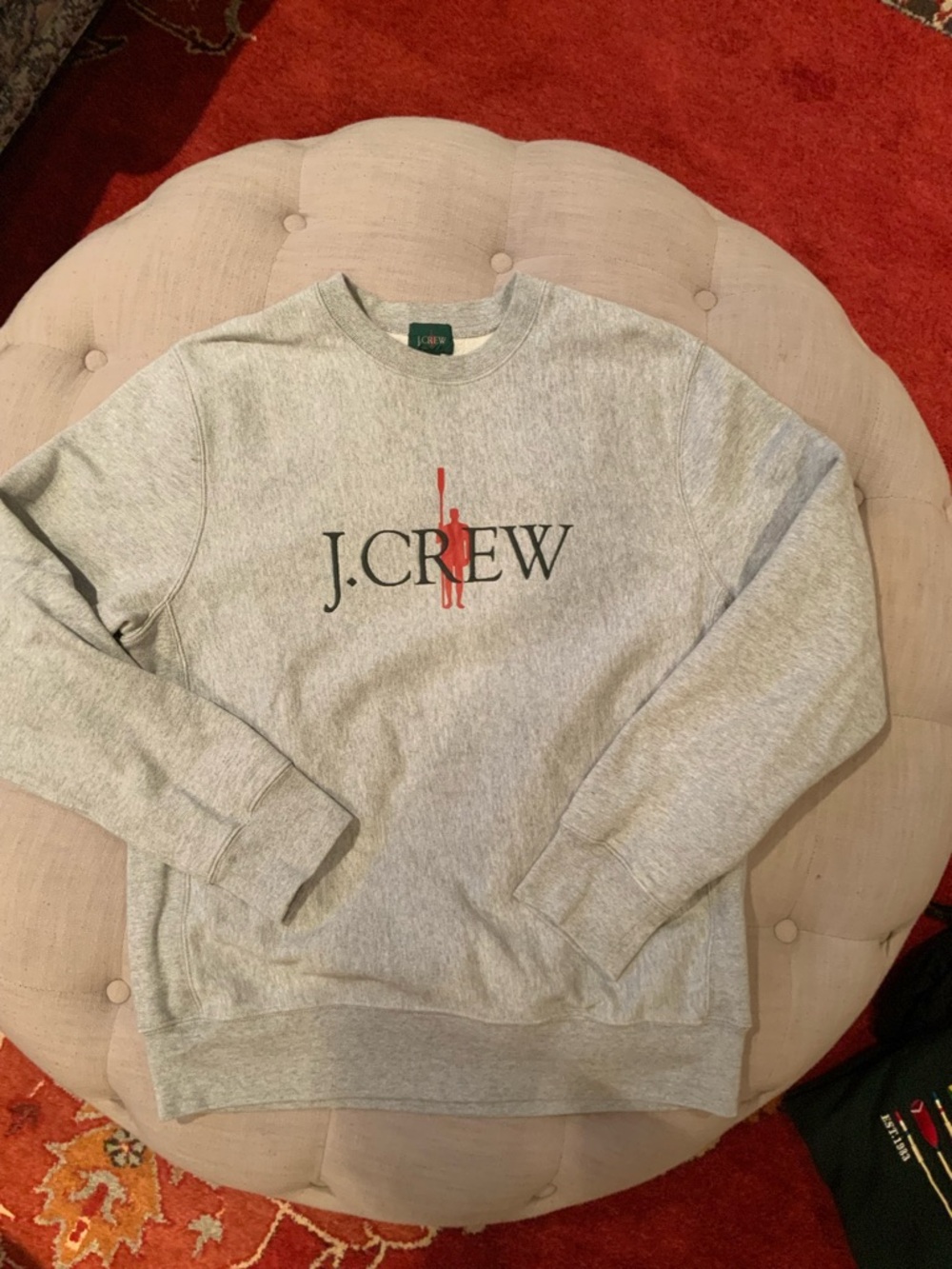 J. Crew Gray Sweatshirt with Embroidered Logo. Men’s Large. Heavy 14oz knit